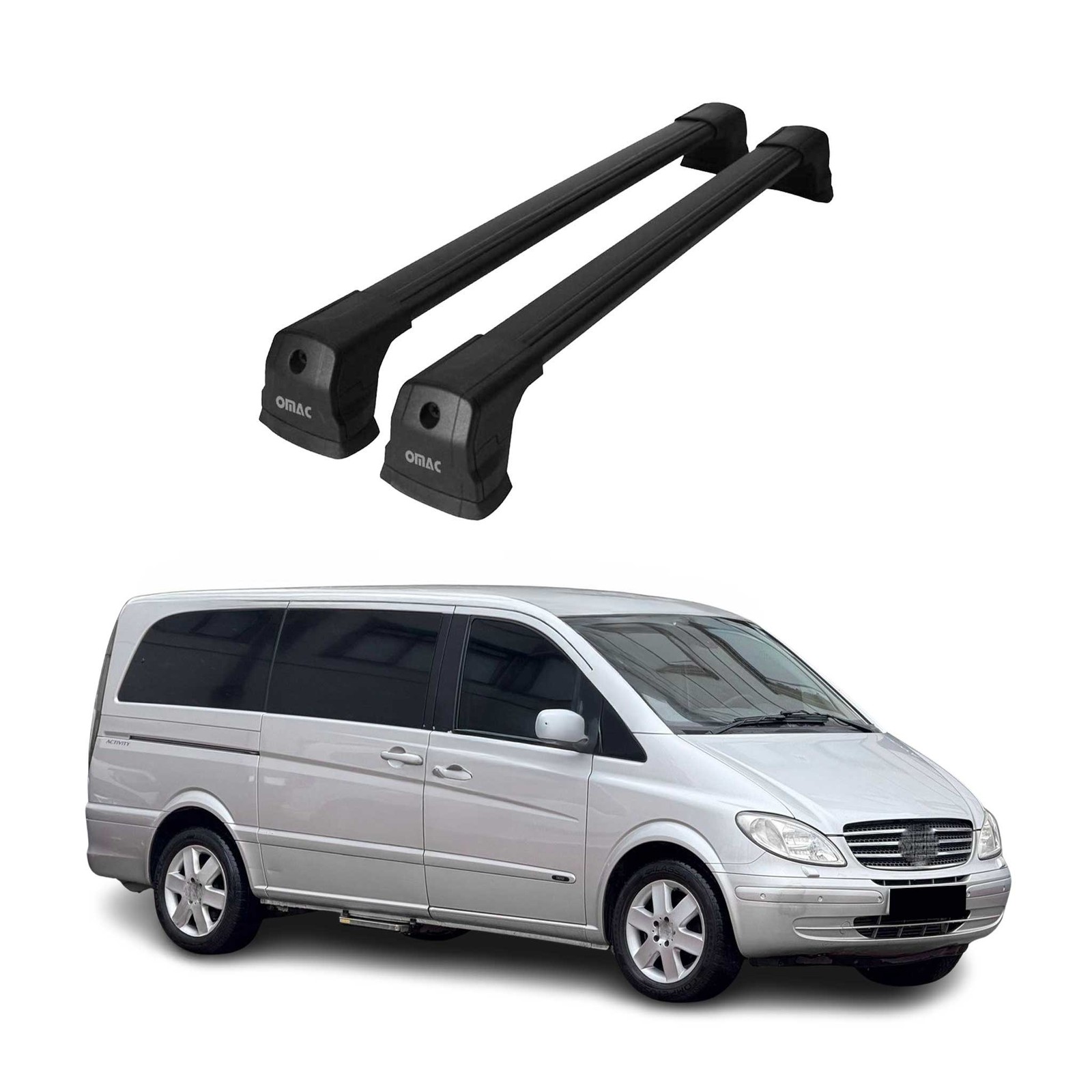 Barres de toit Vito W639 en aluminium aérodynamique avec antivol intégré