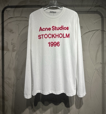 Acne Studios Men's White Stockholm 1996 Logo Graphic Cotton LS Crew Tee XL