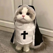 Nun Cat Costume Pet Clothes Small Dog Apparel Breathable Funny Party Festival Ph