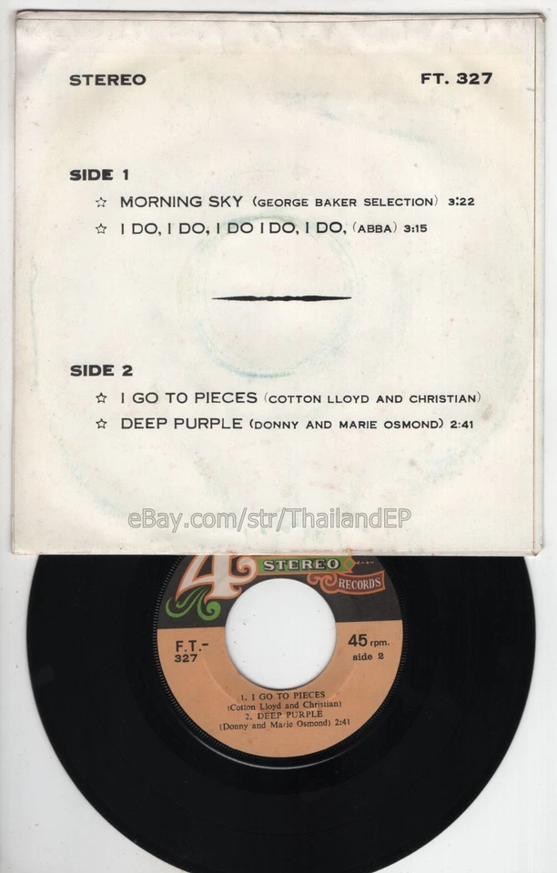 ABBA -I DO, I DO, I DO I DO, I DO,/ DONNY OSMOND THAI EP 7" THAILAND FT327 - Image 3 of 3
