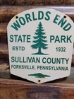 VINTAGE WORLDS END STATE PARK PORCELAIN SIGN OLD PA LOYALSOCK CABINS CAMPING
