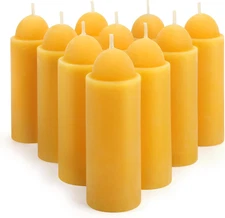 10 Packs Natural Beeswax Candles Compatible with Candle Lanterns, 12-Hour Long B