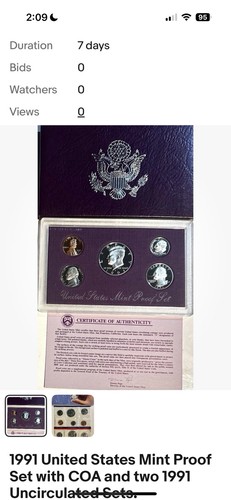 1990 And 1991 U S Mint Proof Sets with COAs and two Uncirculated Sets Each - Picture 3 of 4