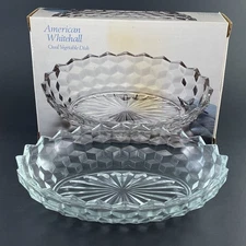 Mid Century Indiana Glass Colony Whitehall Diamond Point Serving Bowl, Glass
