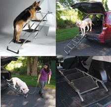Steel Pet Stairs Heavy Duty Dog Travel or Grooming Assist Rubber Non-Skid Treads