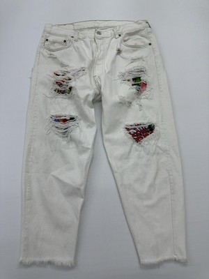 Jungen Skinny Off White Distressed Graffiti Jeans Größe Regular Slim Fit...