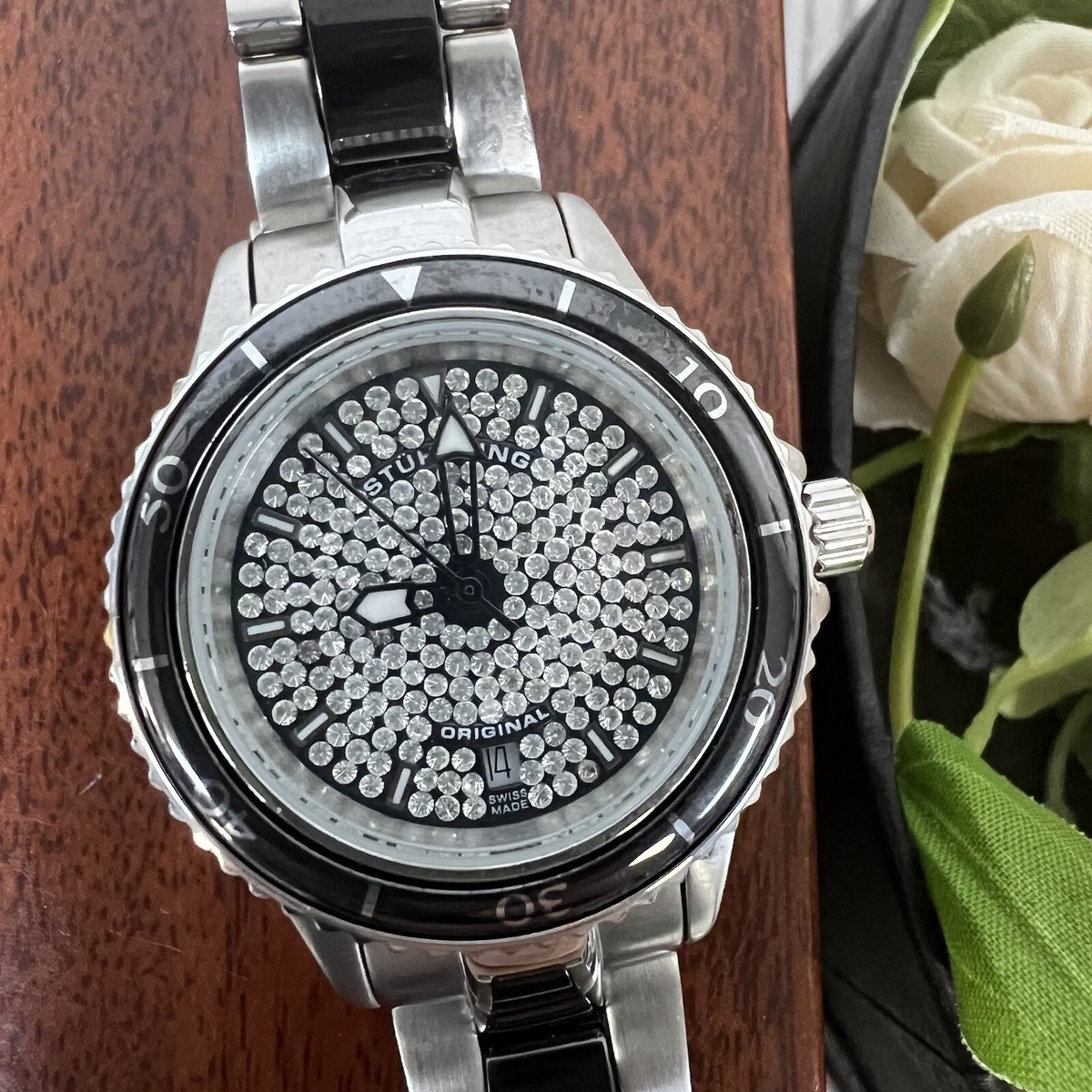STUHRLING Original Watch CERAMIKA Black Silver Marina 250 29 mm Diver Swiss STUHRLING Original Watch CERAMIKA Black Silver Marina 250 29  main image 4
