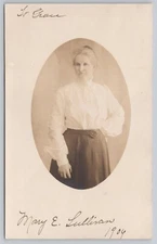RPPC Older Lady Standing Posing Studio Portrait Real Photo Postcard 1906