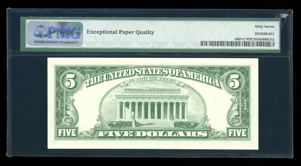 DBR 1963 $5 Philadelphia STAR Fr. 1967-C* Superb Gem PMG 67 EPQ Ser # C00940633* - Image 2 of 2