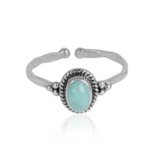 Arizona Turquoise Gemstone Women's 925 Silver Black Oxidized Ring Jewelry