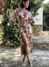 LAST NWT ZARA SS21 MIDI PRINTED CROSSED DRESS 8339/378