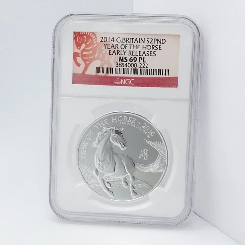 2014 Great Britain Year Of The Horse Silver 2 Pound Early Releases NGC MS 69 PL