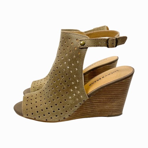 Lucky Brand Regina (Rigina) Brown Suede Leather Wedge Sandals Women's Size  11 | eBay