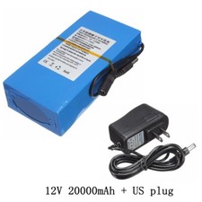 Portable Super Rechargeable Li-Ion Battery Pack 12V DC 20000mAh with AC Charger