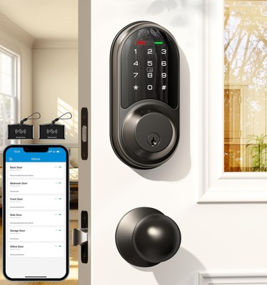 Smart Locks for Front Door, 2 Knob Handle Set, Keyless Entry Deadbolt, App Co...