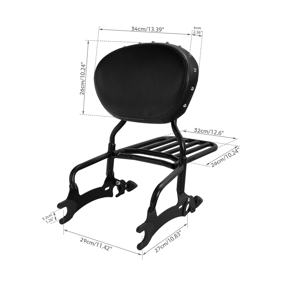 Portaequipajes con respaldo de barra Sissy para pasajeros apto para Indian Springfield Chieftain Foto 3 de 4