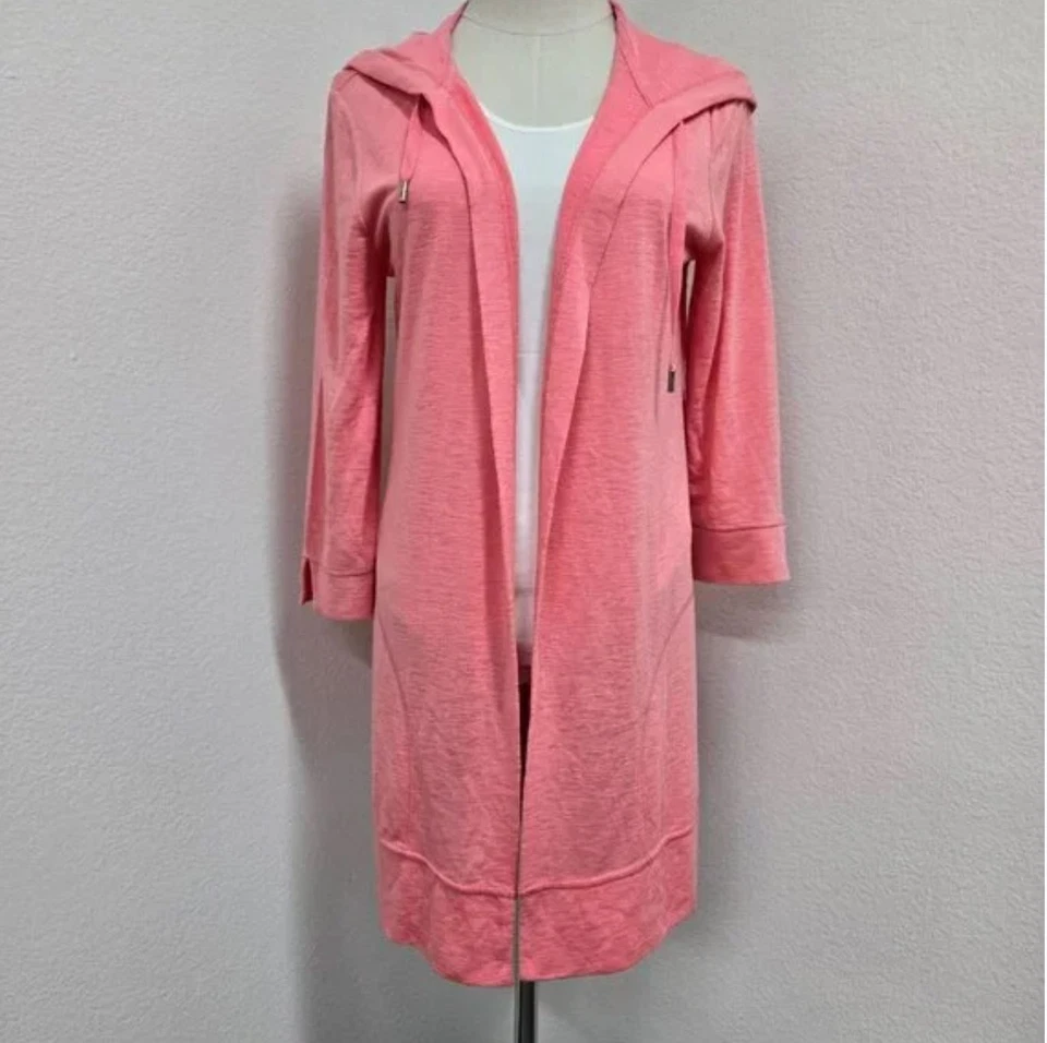 Túnica con Capucha Chico's Tejido Slubbed Frente Abierto Talla 1 (Nueva) Foto 2 de 4