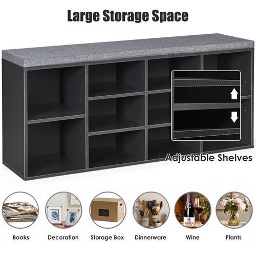 10Cube Shoe Storage Bench Hallway Shoe Rack Wooden Storage