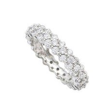 Sterling Silver Cubic Zirconia Micropave Set Eternity CZ Ring 4mm Wide Band