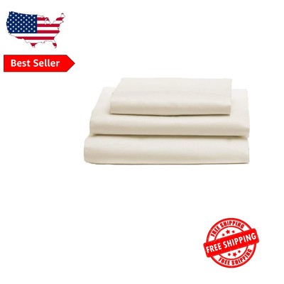 3-Piece Toddler Bedding Set in Ecru - Fitted, Flat & Pillowcase Included