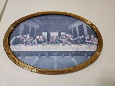 Vintage Home Interiors The Last Supper Oval Gold Frame 15.5” x 21.5” Made In USA