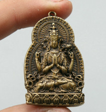 Bronze 4 Arms Kwan-yin Tara Guan Yin Amulet Pendant