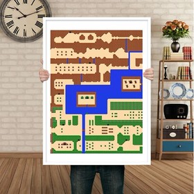 Zelda Map Poster Print 4 Piece Wall Art, Legend of Zelda Classic NES World Map