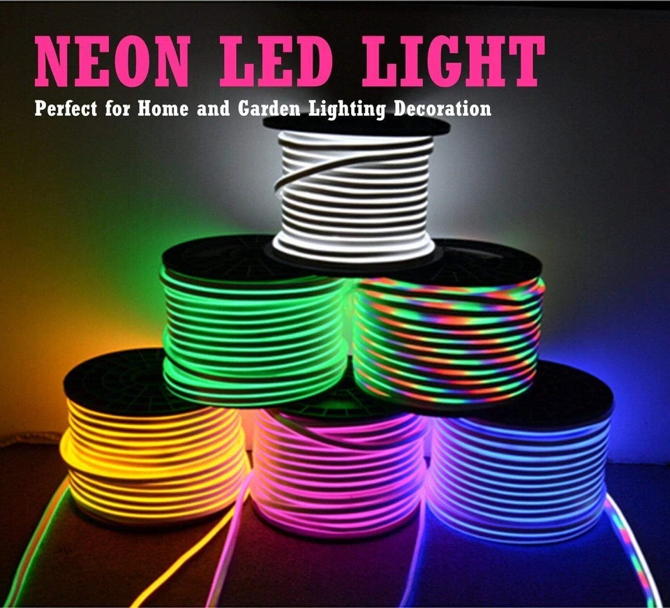 RGB LED Neon Flex Seil Streifen Licht IP67 Wasserdicht 220V 240V Außenbeleuchtung UK - Bild 2 von 3