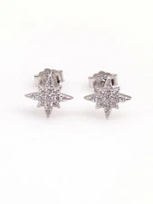 925 Sterling Silver Cz North Star Stud Earrings Tiny Post Stud 8mm(0.31")