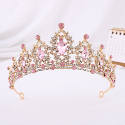 Champagne Gold Queen Tiara Crown For Women Wedding Prom Princess 25 Colors