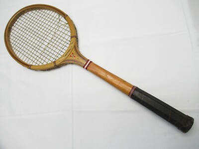 Ancienne Raquette De Tennis En Bois Cortland Avec Attelle D'origine - Vintage