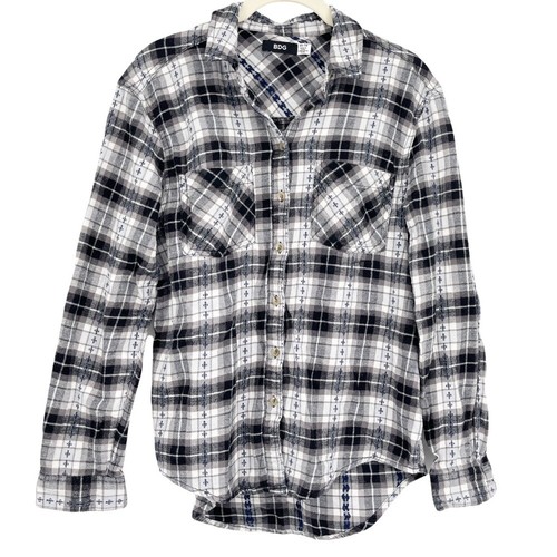 Plaid Flannel Button Down Blouse XS 