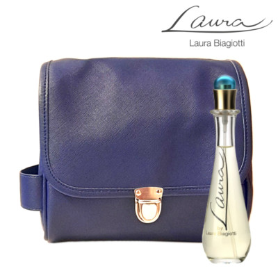 Laura Biagiotti Laura Edt Kit 75 ml und blaue Reisetaschen Kunstleder