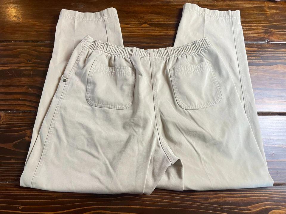 Pantalones Studio Works, para mujer talla 12P pequeños, tostados, pierna recta, cordón Foto 2 de 4