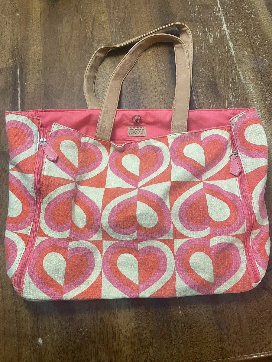 DSW Handbag Carry Bag Designer Red Pink Cream White