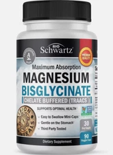 Bio Schwartz Magnesium Bisglycinate 100% Chelate No-Laxative Effect - 90 ct