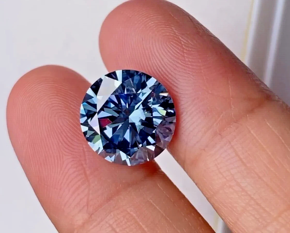 AAA+ Fancy Blue Round MM CT Diamond Stone VVS1 Brilliant