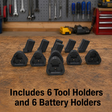 Fits Milwaukee M12 Tool and Battery Wall Mount Holder Black 6 of Each Organizer