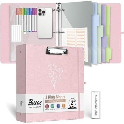 3 Ring Binder 2 Inch Linen Binder Organizer for Letter Size (8.5'' x 11'') Paper