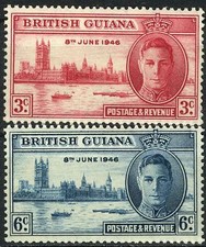 British Guiana 1946 Peace King George & Parliament Building MH (SC# 242-243)