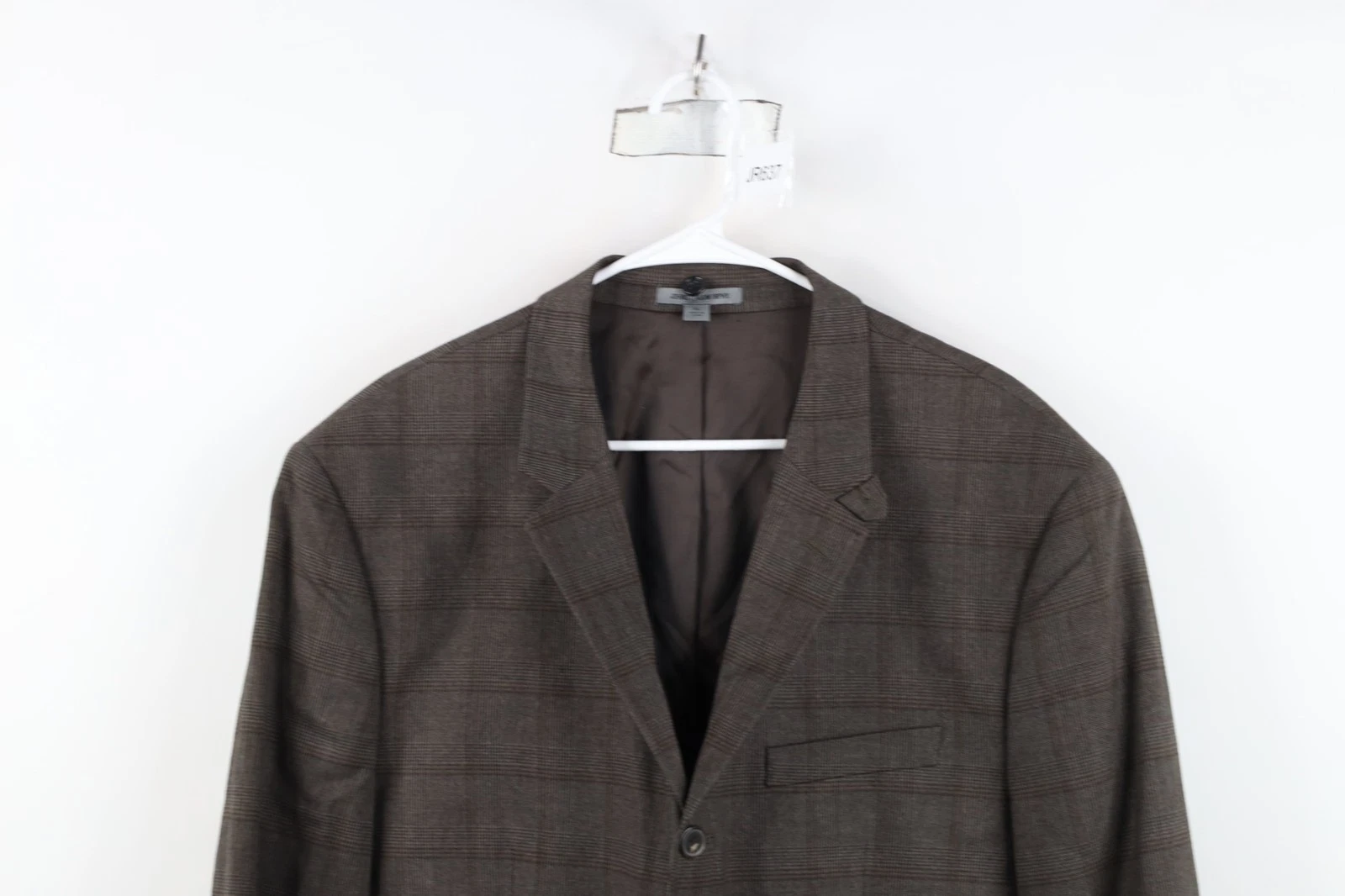 Johnston & Murphy Mens XL 3 Button Suit Coat Blazer Jacket Coat Brown Plaid image 2