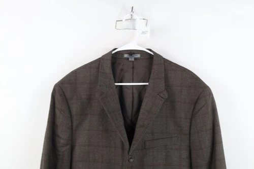 Johnston & Murphy Mens XL 3 Button Suit Coat Blazer Jacket Coat Brown Plaid image 2