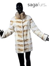 Giacca vera pelliccia visone tosato oro-bianco con colletto zibellino