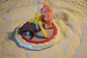 VINTAGE CARE BEARS CLOUD PLAYGROUND MERRY GO ROUND with PINK RAINBOW BEAR TOY
