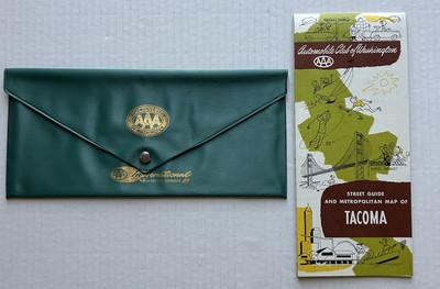 Tacoma WA Folding Paper Map/Street Guide and Metropolitan Map (AAA) 1962