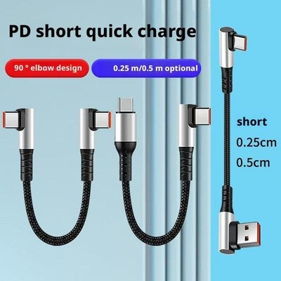 USB to Type C Fast Charging Cable 90 Degree Elbow Short CordZZA7 Data Z7R0
