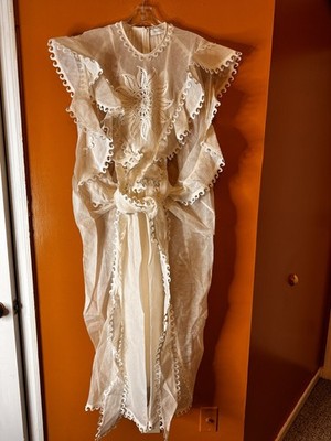 NWOT Zimmermann Linen Blend Balance Embroidered Dress in Ivory. Size L