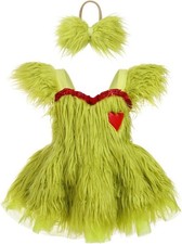 AWIBMK Baby Girls Dalmatian Cow Dress with Ears Headband 18-24 Months, Green