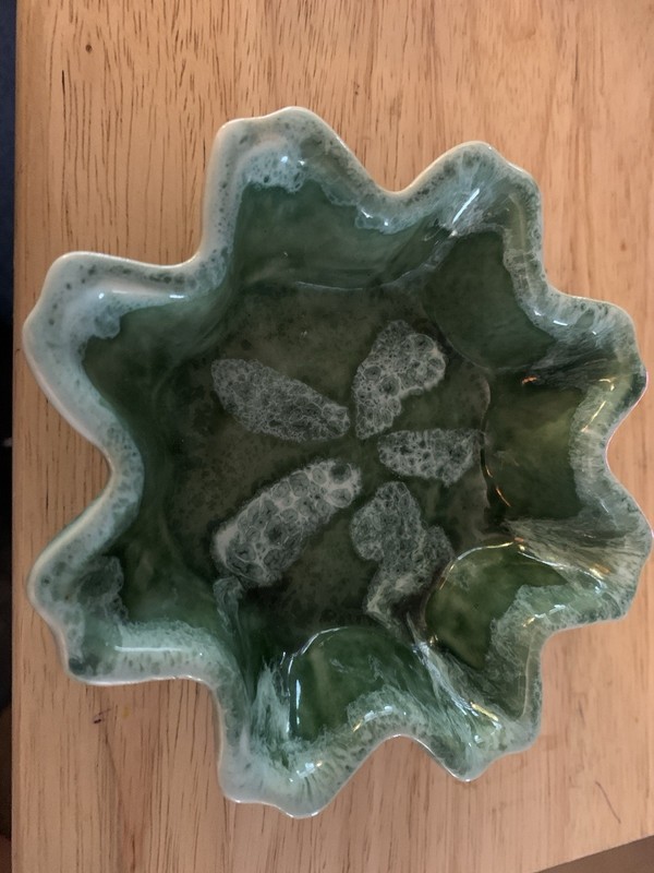 Small 3 Footed Green Dryden Souvenir Dish Hot Springs Arkansas