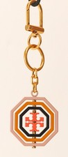TORY BURCH "Rotating Geo" Logo Charm Authentic Designer Metal Keychain Clip -H12